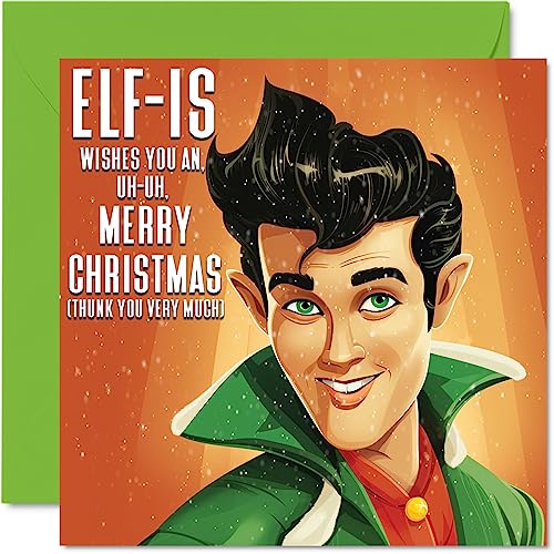 Funny Christmas Card for Women and Men - Elf-is Wishes You a Merry Christmas