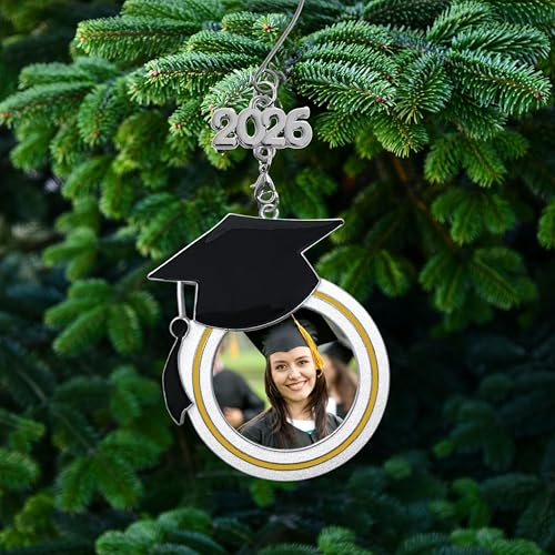 Personalized Graduation Photo Ornament Set with Dated Charms - 2 Pack, 3 Inch Keepsakes for 2026 & 2027 Graduation Gifts