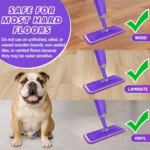 Spray Mop for Hardwood & Tile Floors with 3 Microfiber Pads & Refillable Bottle