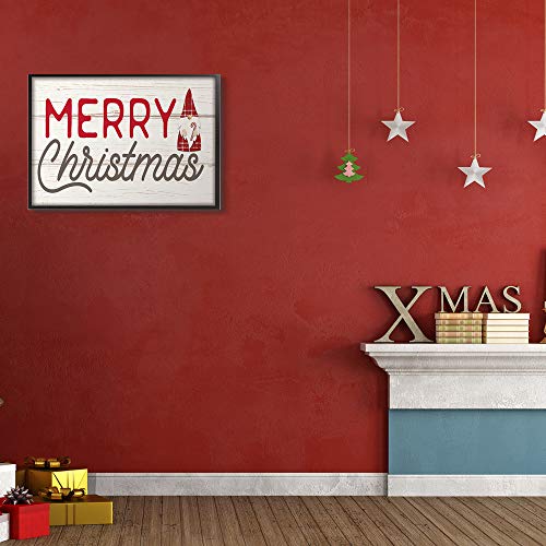 Merry Christmas Gnome Framed Wall Art 30x24 inches Black MDF Frame, USA Made