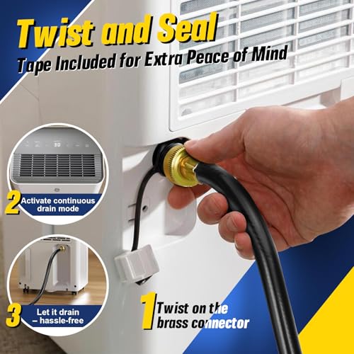 Dehumidifier Drain Hose 6ft with 3/4 Inch FHT Brass Fittings
