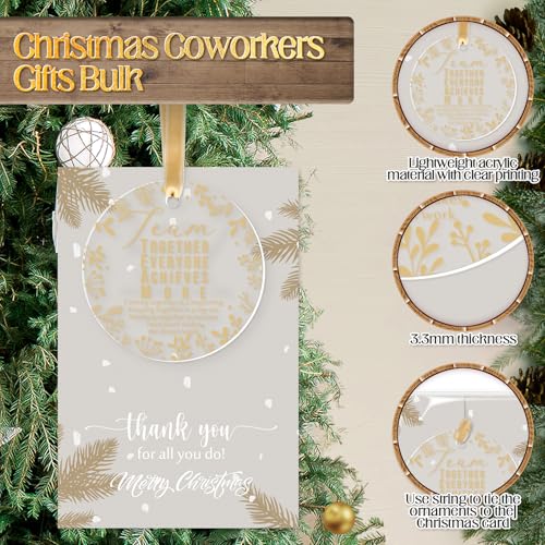 Kasyat 80-Set Christmas Team Ornament Gifts for Colleagues – Acrylic Ornaments + Cards + Bags