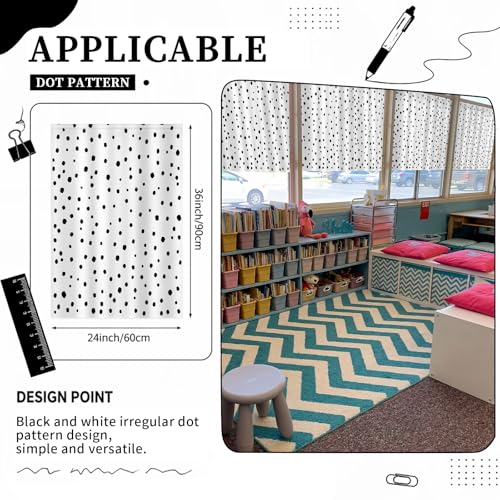6 Pcs Polka Dot Classroom Curtains, 36 x 24 Inch Rod Pocket Window Drapes