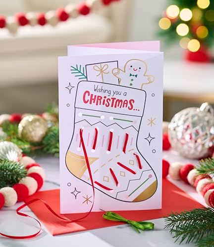 American Greetings Christmas Coloring Card for Kids – Lace Up Stocking
