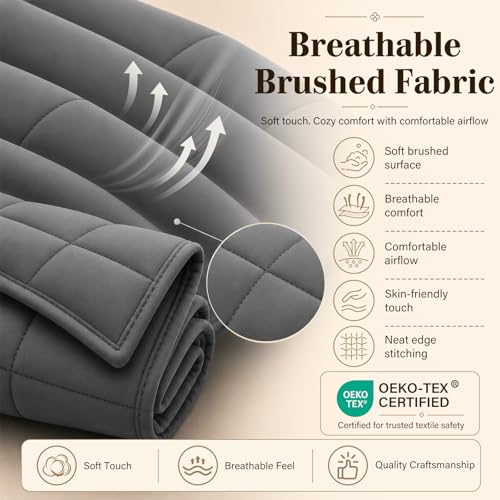 L'AGRATY 15 lbs Weighted Blanket for Adults (48"x72") - Cooling Microfiber