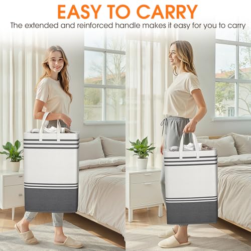 2 Pack Extra Large 75L Collapsible Laundry Baskets, Waterproof Hamper