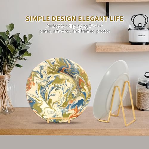 Gold Metal Plate Display Stand - 6 Inch Tabletop Easel Holder (3 Pack)