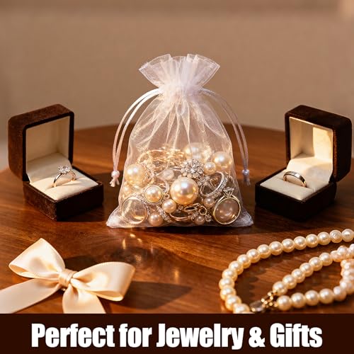 3x4 Organza Drawstring Bags - Sheer Jewelry & Gift Pouches