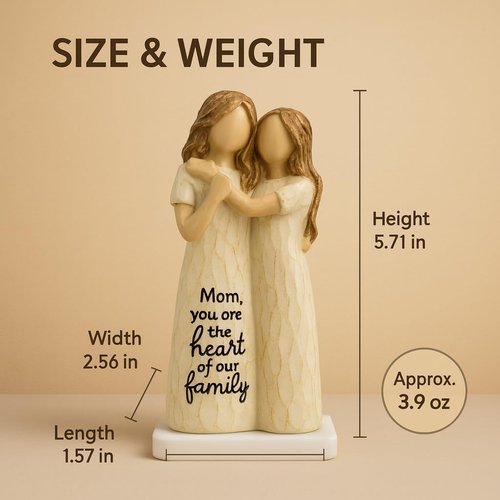 GoGnome Elegant Mother and Daughter Figurine - 5.7” Tall Hand-in-Hand Resin Sculpture for Mother's Day & Birthdays