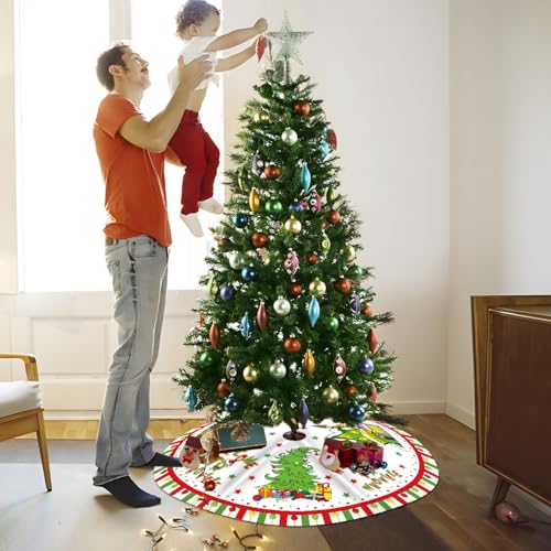 Haimimall 48 Inch Christmas Tree Skirt Welcome to Whoville Holiday Decor