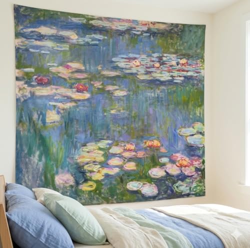 Monet Water Lily Wall Tapestry - Impressionist Floral Wall Hanging