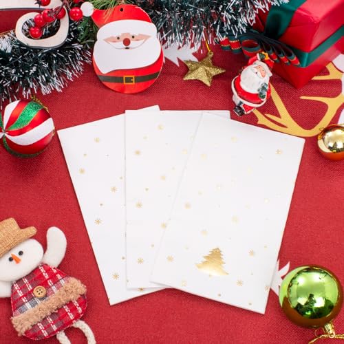 100Pack Gold Christmas Tree Napkins 3-ply Disposable 8x4.3in (Folded) - Premium Tableware