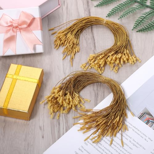 Gold Christmas Ornament Hanger Strings, 200count Precut 7.87in with Snap Ends