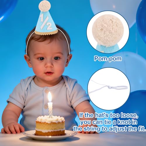 1/2 Birthday Party Hat and Banner Set for 6 Month Half Way to One Baby