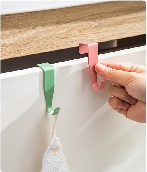 Eywlwaar Over The Cabinet Door Hooks - 4-Pack Single Hook for Easy Organization | Fits Doors Up to 0.8 Inch Thick