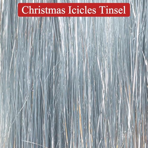 Silver Metallic Christmas Tinsel Icicles - 10,000 Strands Foil Fringe
