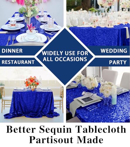 Partisout Royal Blue Sequin Tablecloth 50x80 Inch for Weddings & Events