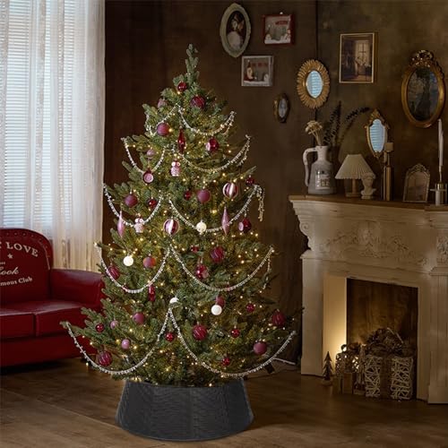 Blissun Black Christmas Tree Collar 28.7 Inch Plastic Tree Ring for Artificial Tree Decor