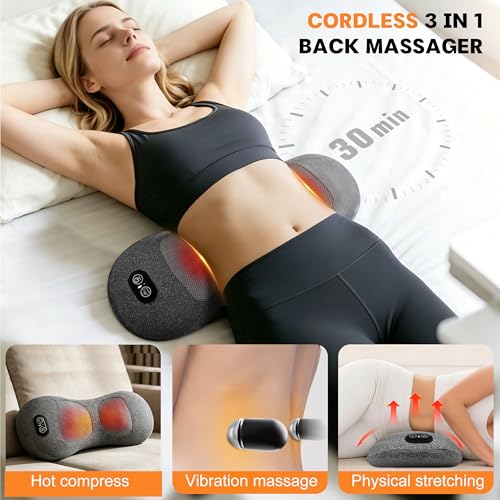 4-in-1 Electric Lumbar Support Pillow with Heat & Vibration