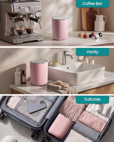 Mini Desk Trash Can with Stainless Steel Swing Lid 1.5L