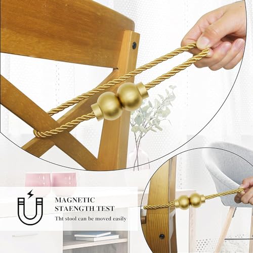 Gold Magnetic Curtain Tiebacks - 2 Pack Modern Woven Rope Holdbacks
