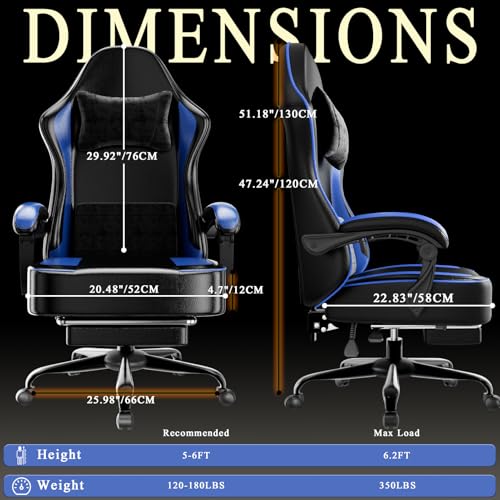 Ergonomic Gaming Chair with Pocket Spring Cushion, Footrest and Headrest