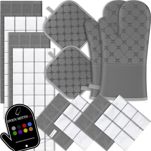 12-Piece Kitchen Essentials Set: Oven Mitts, Pot Holders, and Dish Towels