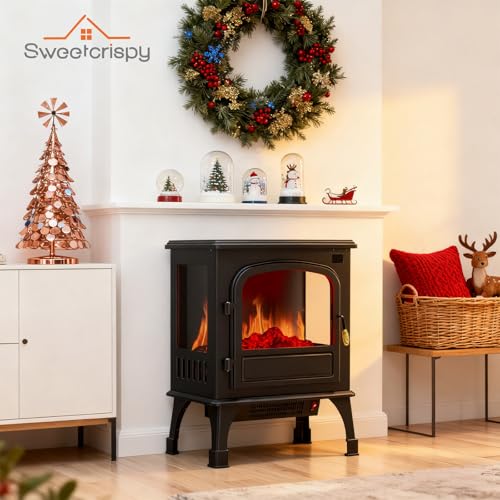 Freestanding Electric Fireplace Heater 26 Inch with 3D Flame and Remote