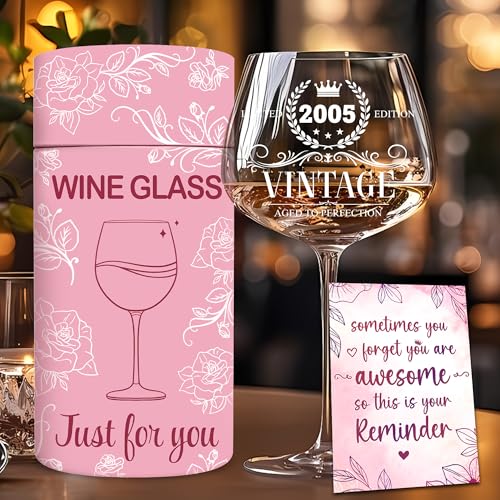 21st Birthday Wine Glass - Engraved Vintage 2005 Stemware Gift for Her