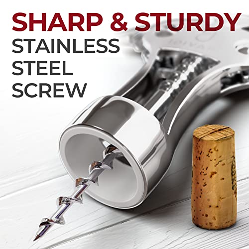 BRAVIGI Heavy Duty Stainless Steel Wing Corkscrew & Beer Opener - Portable Wine & Bottle Opener
