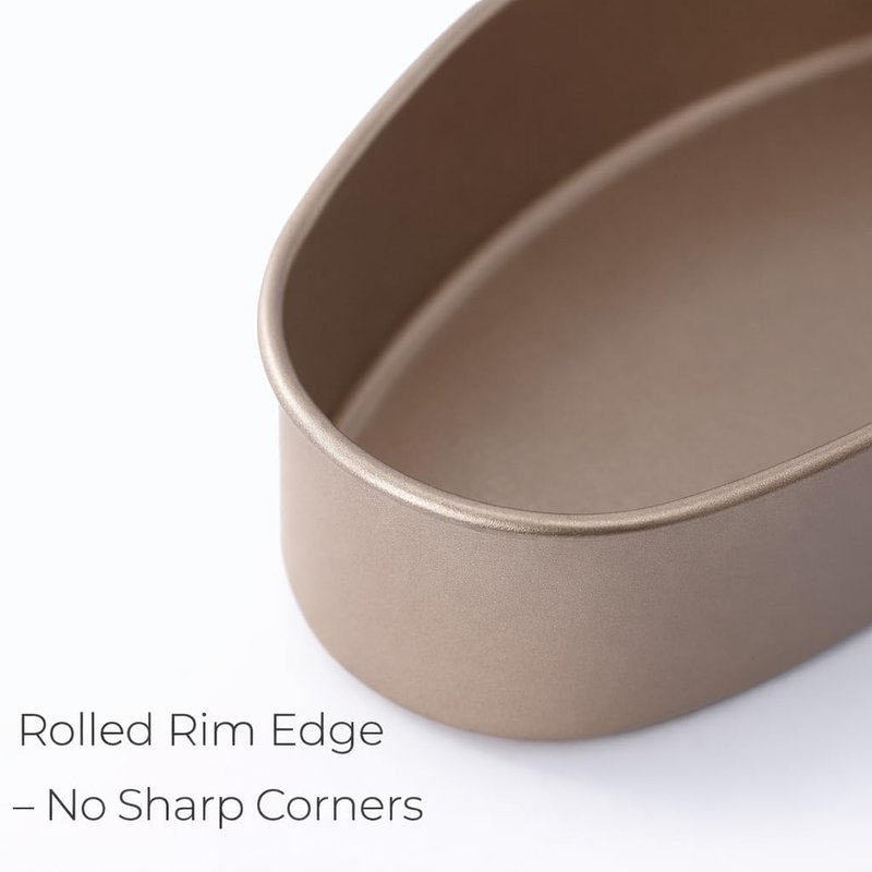 Llanera Leche Flan Molder Filipino, Leche Flan Llanera, 2 Pack 8-Inch Oval Cheesecake Pan, Non-Stick Carbon Steel Baking Mold for Meatloaf, Breads, Homemade Cake, Oven and Instant Pot Bakeware