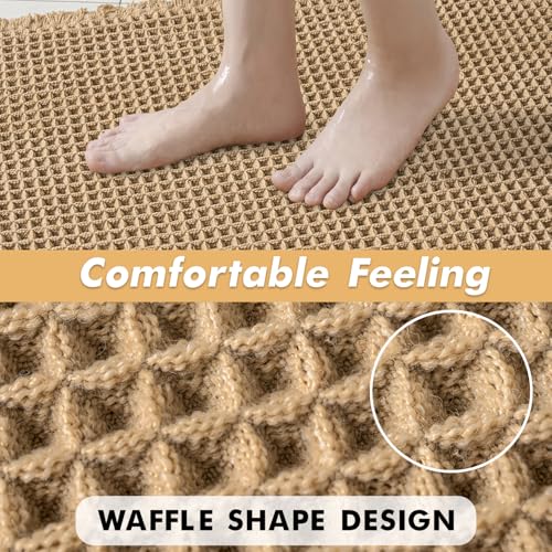 MIULEE Waffle Bath Rug Set of 2 Boho Brown 18x30 Non-Slip Absorbent