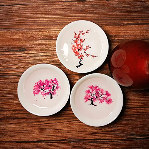 Webahow Magic Sakura Cherry Blossom Sake Cup - Color Changing Ceramic Cold & Hot Tea & Wine Glass, Japanese Blooming Sake Cup Set, Sakura- Cold＆Hot