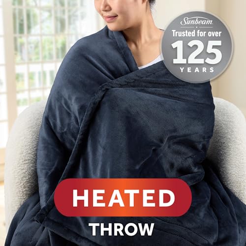 Heated Throw Blanket, Royal Mink and Sherpa Electric Blanket, 50x60 Inch