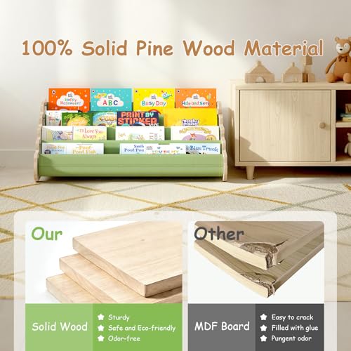 4-Tier Montessori Kids Bookshelf - Wooden Toddler Book Storage Display