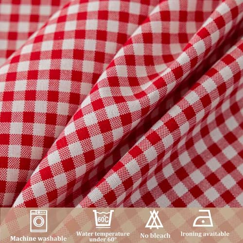 Nanko Red & White Gingham Rectangle Tablecloth 59 x 84 in - Machine Washable, Water-Resistant, Farmhouse Holiday