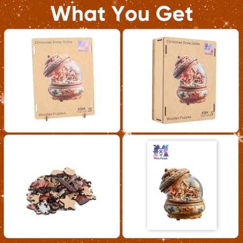 Christmas Wooden Snow Globe Puzzle for Adults - Large 450 PCS Holiday Scene