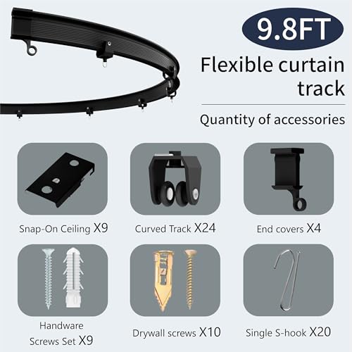Room Divider Curtain Set with Flexible Ceiling Track - Blackout Privacy Panel 100" x 84"