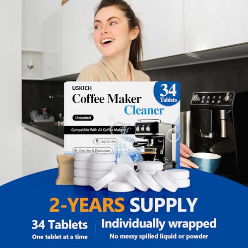 Coffee Machine Descaler Tablets - Universal Coffee Maker Cleaner, 34 Pack
