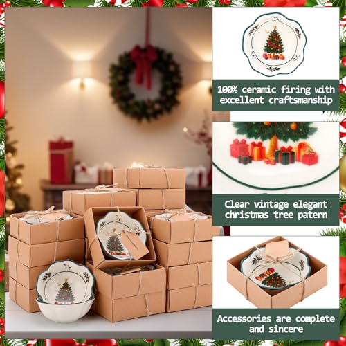 SiliFine 12 Pcs Christmas Tree Ceramic Bowls Gift Favors for Guests