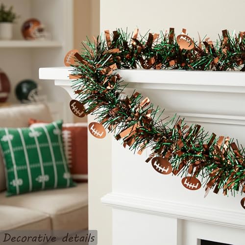 4-Pack Football Tinsel Garland - Metallic Foil Game Day Party Decor