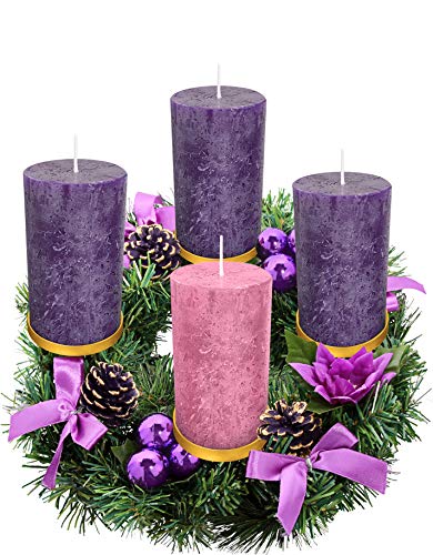 Rustic 4-Piece Advent Candle Set - Hand Dipped USA Made Christmas Pillar Candles