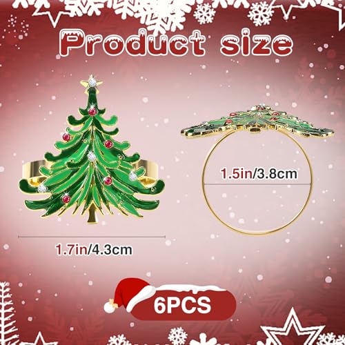 Elegant 6 pcs Metal Xmas Tree Napkin Rings Set - Christmas Table Decor