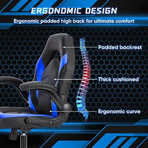Ergonomic Gaming Chair with Lumbar Support and Flip-Up Armrests