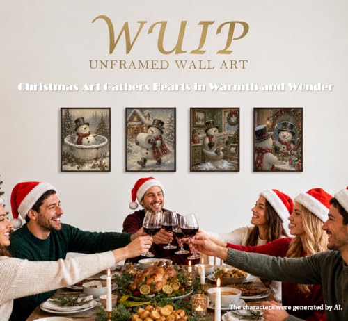 Wuip Snowman Christmas Wall Art Decor Set of 4 - Winter Bathroom & Home