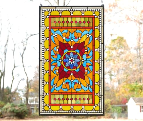 Handcrafted 20" x 34" Stained Glass Window Panel - Tiffany Style