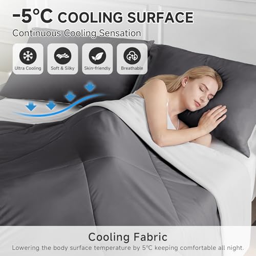 HOMFINE Queen Cooling Comforter for Hot Sleepers - Gray 90x90 Blanket