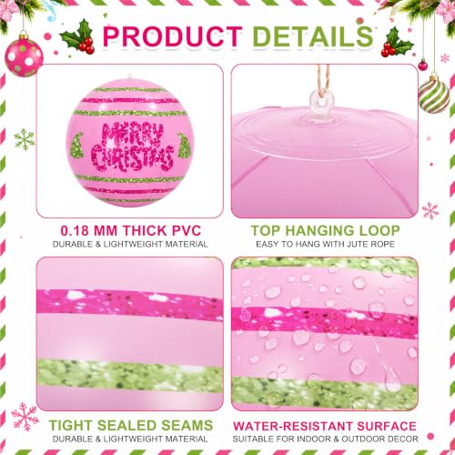 Jetec 24 Inch 12 Pack Pink & Green Giant Christmas Inflatable Ornaments
