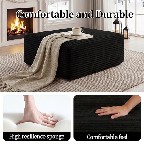 Modern Corduroy Memory Foam Ottoman, Oversized Modular Footrest