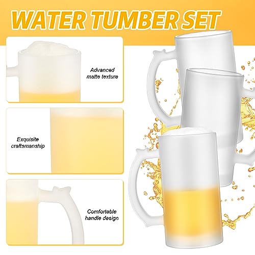 16 oz Frosted Sublimation Beer Mugs - 6 Piece Blank Glass Set